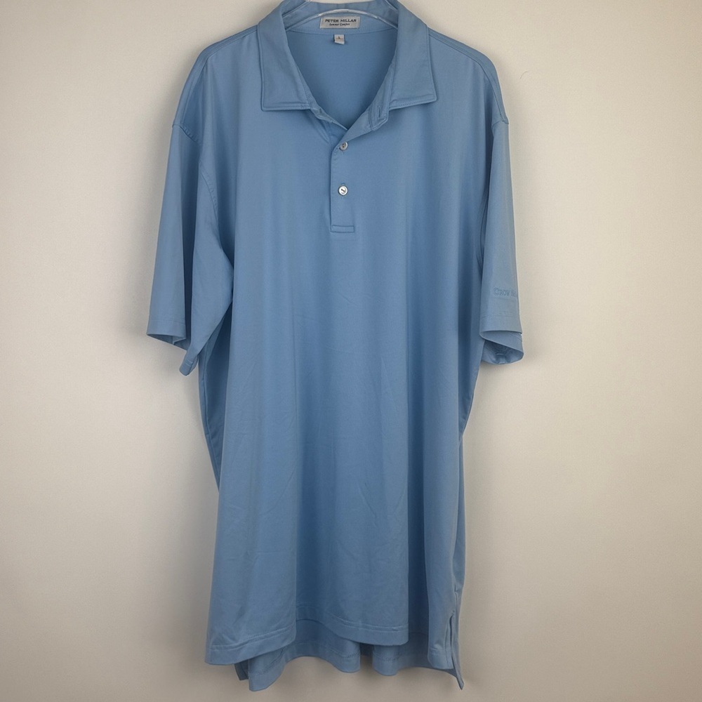 Peter Millar Summer Comfort Men's Short Sleeve Blue Athletic Golf Polo Shirt L